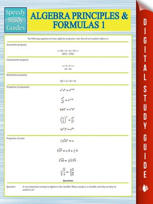cover image of Algebra Principles and Formulas 1